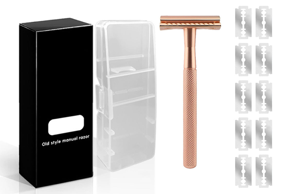 Matte Double Edge Manual Razor With 10 Blades For Men