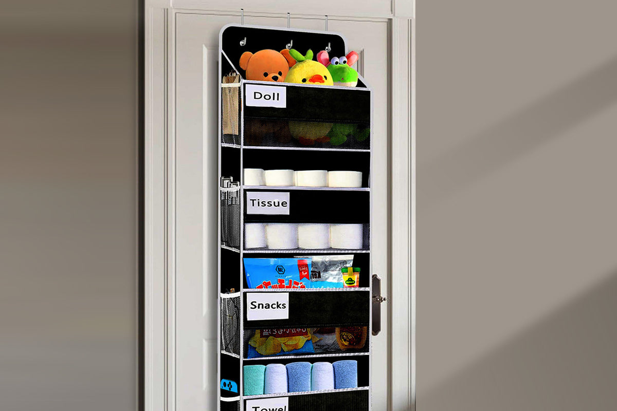 5-Tier Over the Door Hanging Storage Organizer with 10 Side Mesh Pockets