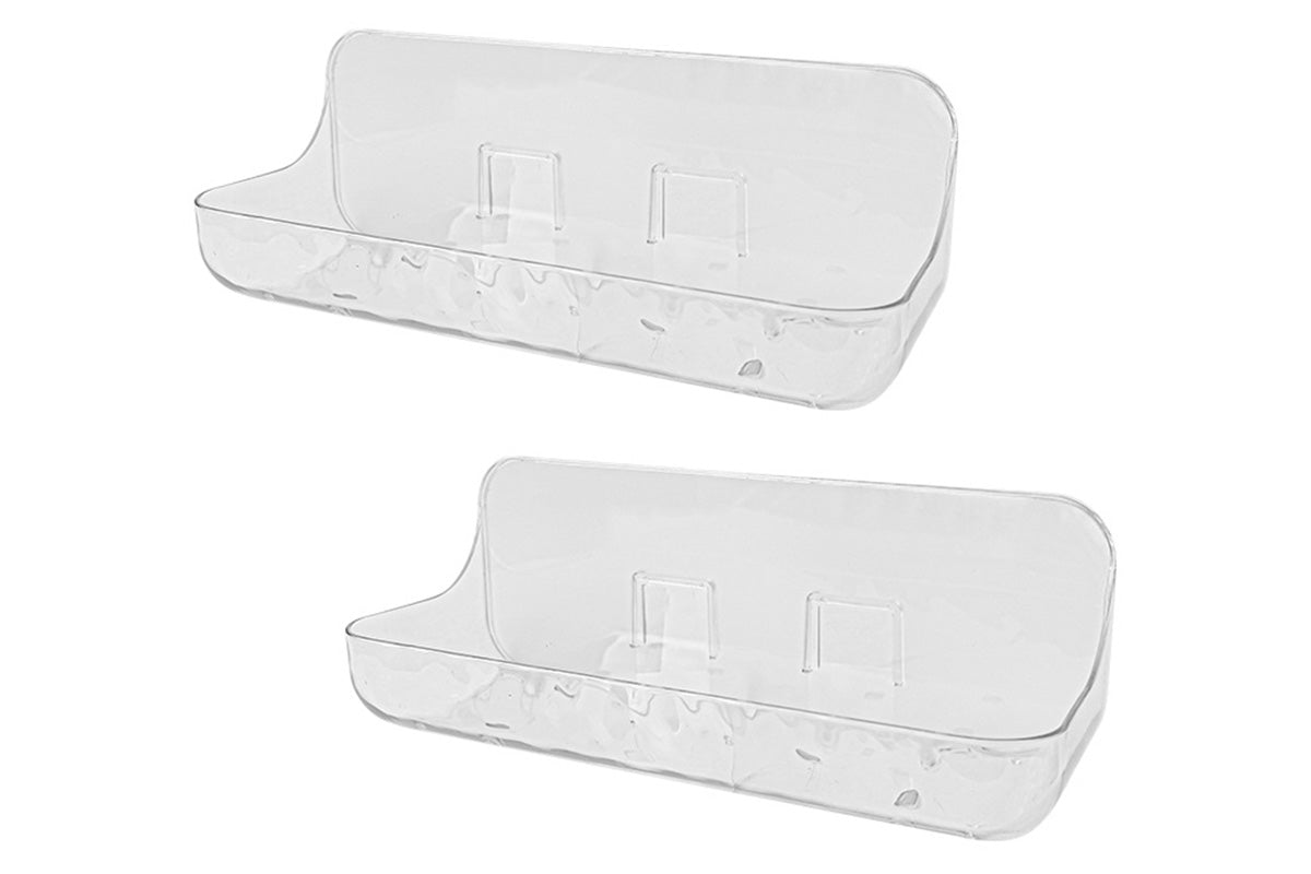 2Pcs Acrylic Adhesive Shower Caddy No Drill Wall Mount Organizer Storage Shelf