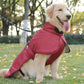 Waterproof Dog Jacket Winter Coat with Buckle and Reflective Strips-Wine Red