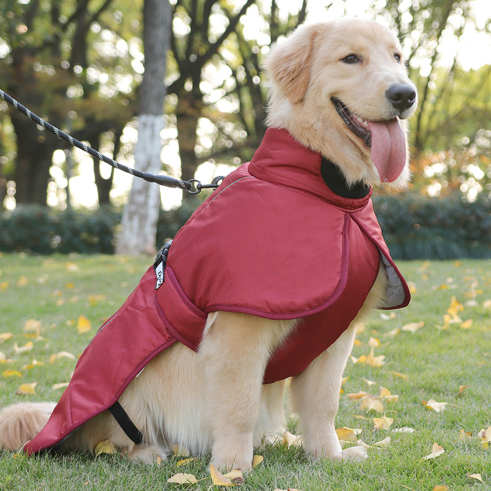 Waterproof Dog Jacket Winter Coat with Buckle and Reflective Strips-Wine Red