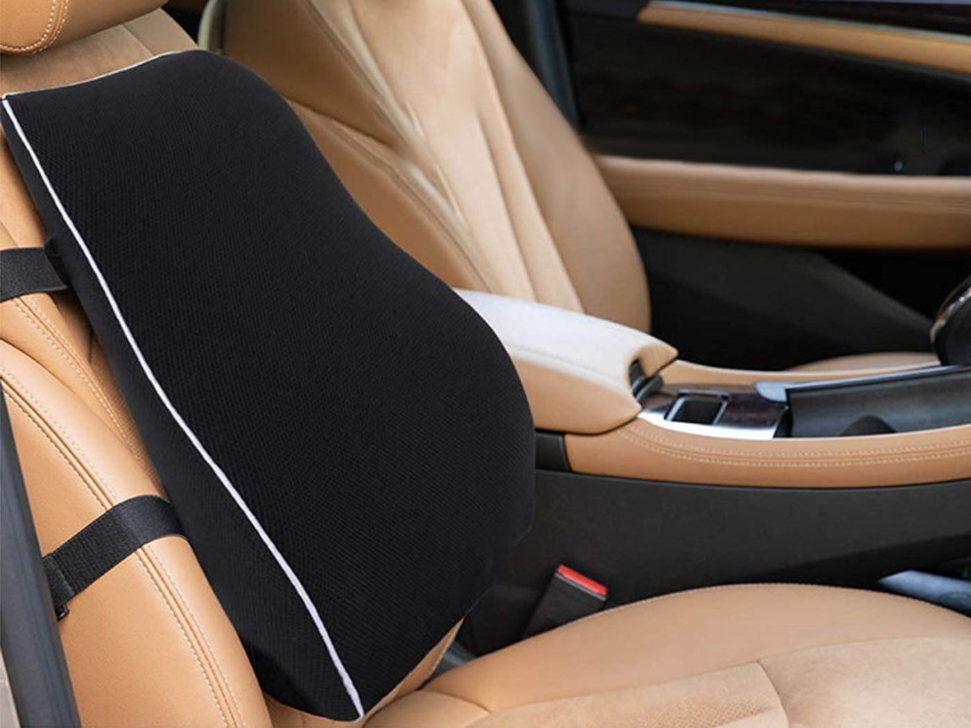 Ergonomic Lumbar Back Support Cushion Memory Foam Backrest with Adjustable Strap