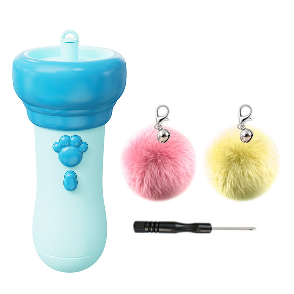 Automatic Cat Teaser Launcher with Retractable Cord and 2 Plush Balls for Cats Dogs