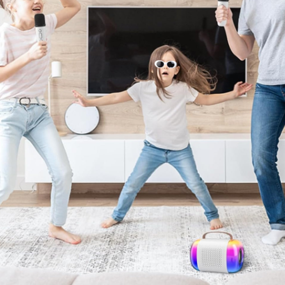 Mini Karaoke Machine Portable Bluetooth Speaker with 2 Wireless Microphones