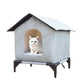 Cat House Indoor Outdoor Water Resistant Insulated Shelter for Small to Medium Cats-Grey