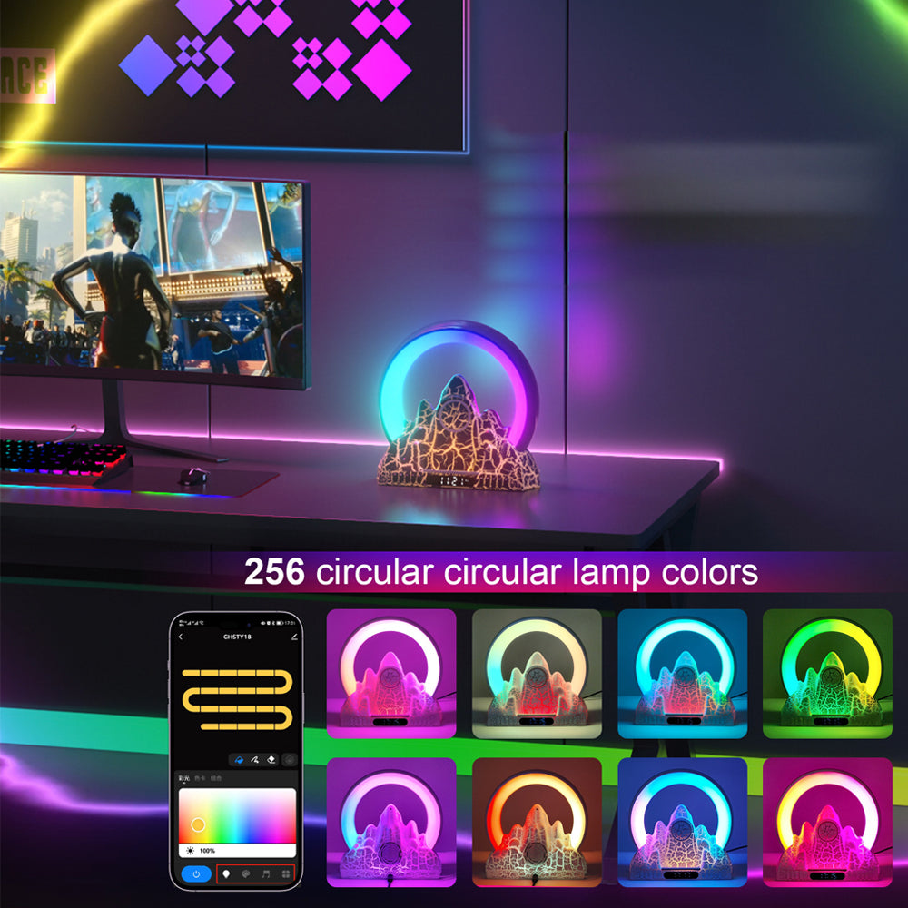 USB Wireless Charger Sunrise Alarm Clock Wake Up Light APP Control Atmosphere Lamp