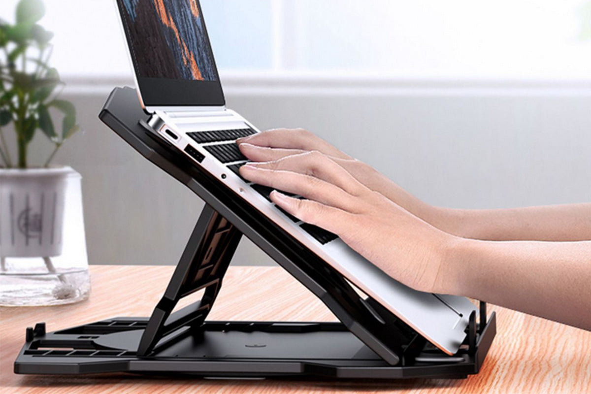 2 in 1 Adjustable Laptop Cooling Stand with Phone Stand Foldable Computer Holder