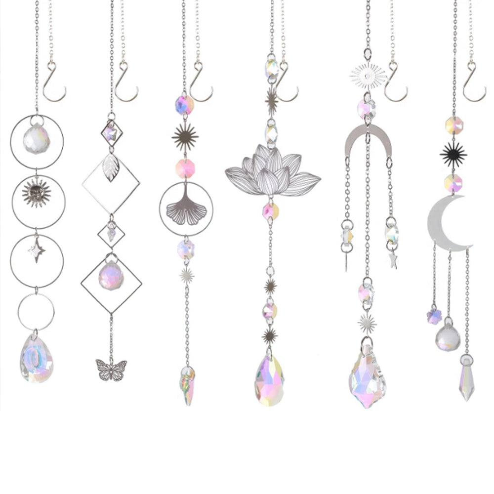 6Pcs Glass Sun Catcher Prism Hanging Kit with Chain