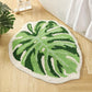 Faux Sherpa Bathroom Mat Monstera Leaf Design Non Slip Washable Rug for Bathroom Floor