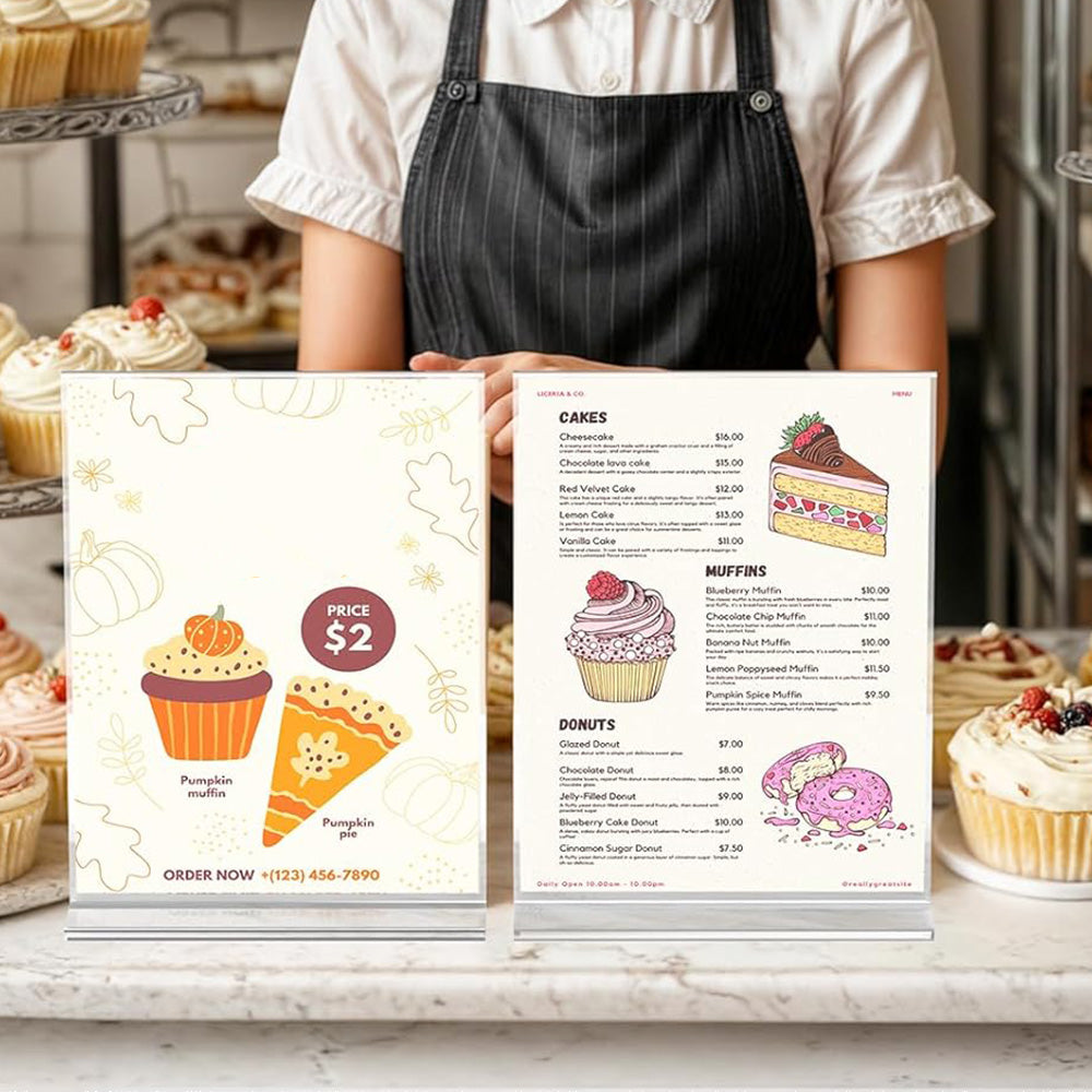 3 Pcs Acrylic Sign Holder Clear Menu Stand Vertical Flyer Display for Restaurants