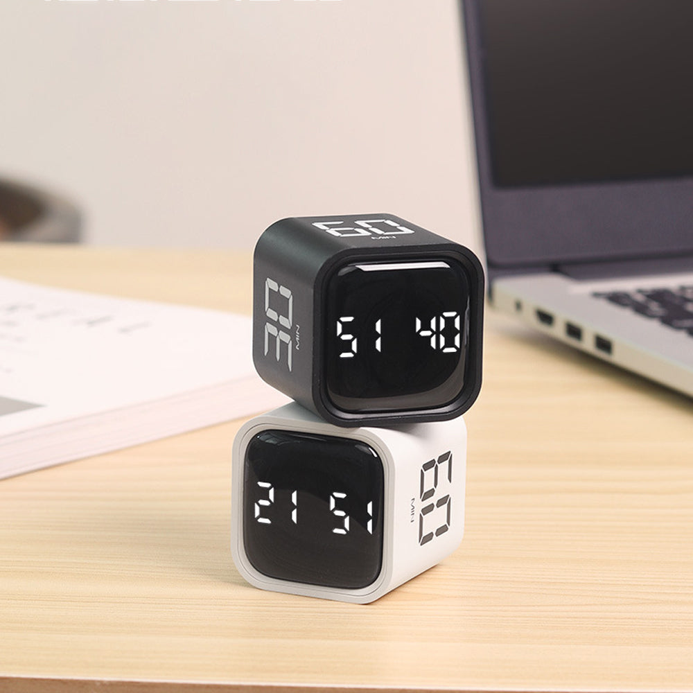 2Pcs Time Management and Countdown Settings with Gravity Sensor Flip Cube Timer