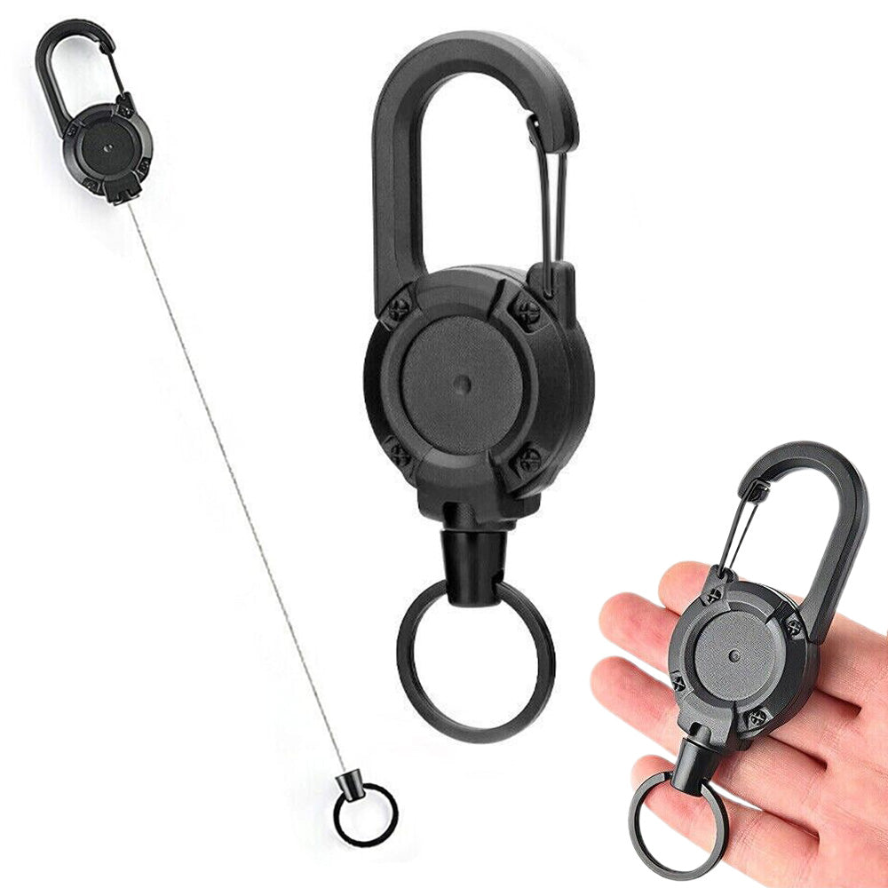 4Pcs Heavy Duty Retractable Steel Cord Carabiner Anti-Lost Backpack Key Chain Badge Holder