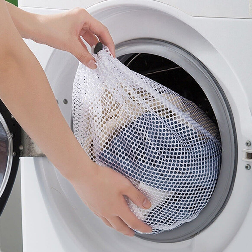 3Pcs Laundry Washing Large Mesh Net Bags Drawstring Clothes Cleaning