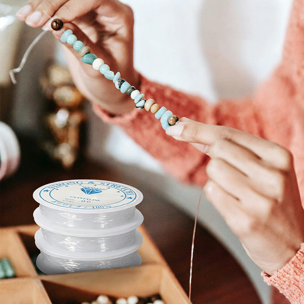 10 Rolls Transparent Elastic String Stretchy Beading Cord for Bracelet and Necklace DIY Making