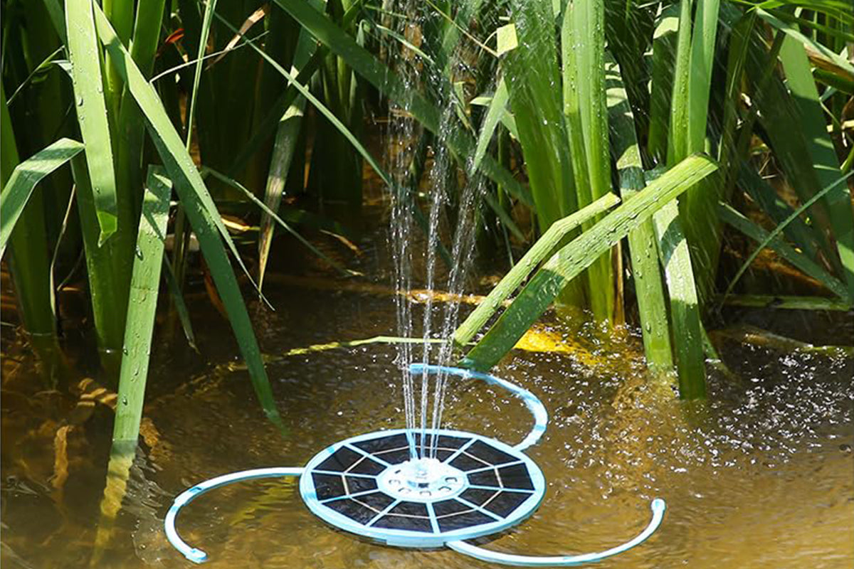 Solar Powered Floating Fountain with 12pcs Spray Heads RGB LED Bird Bath Water Fountain with 12pcs Spray Heads