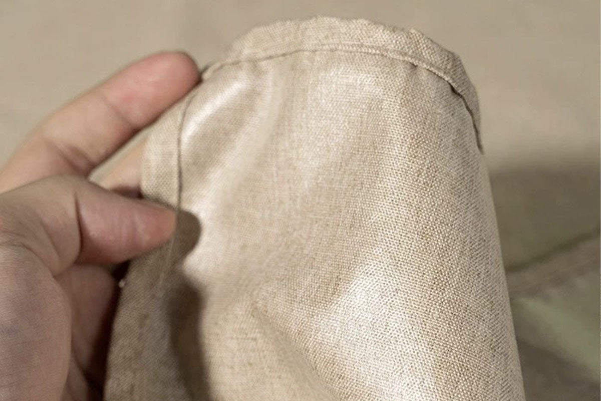 Water Resistant Linen Texture Shower Curtain with Hooks Faux Linen Shower Curtain