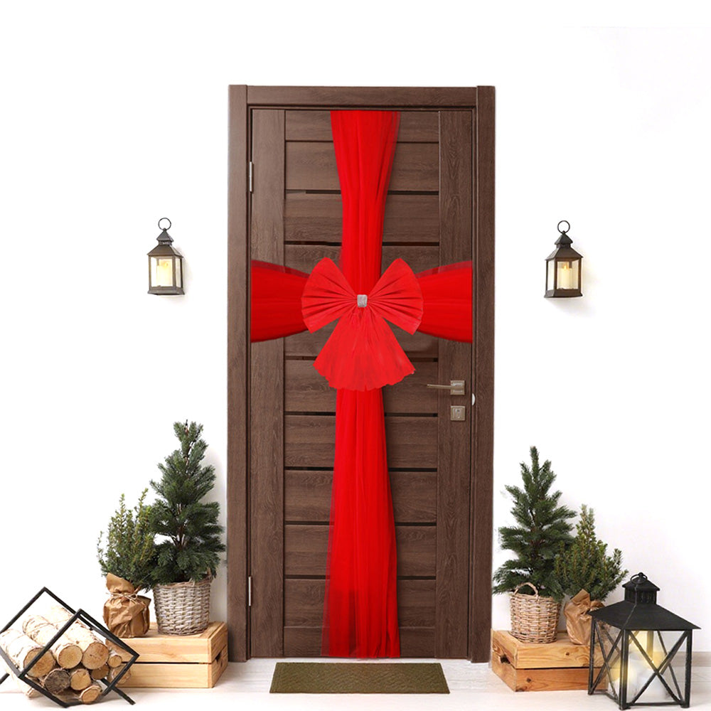 Large Red Christmas Door Bow for Outdoor Holiday Home Decoration