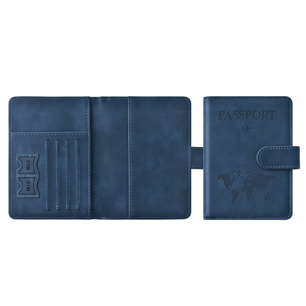Passport Holder RFID Blocking Leather Cover Wallet With Closure For Travel Essentials