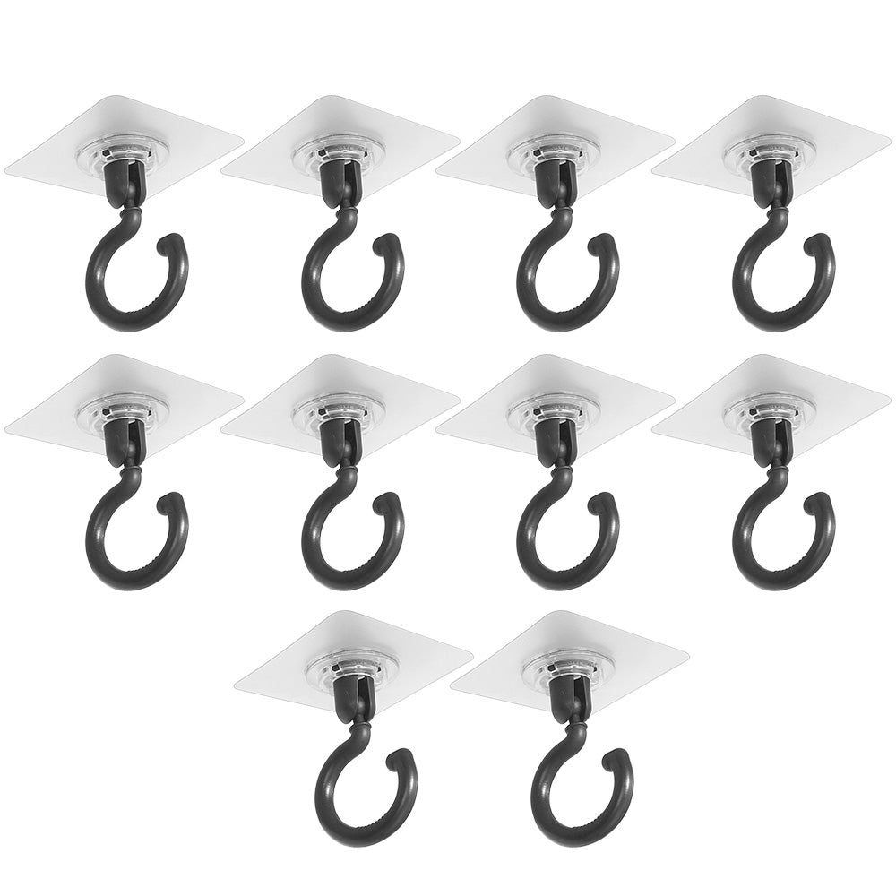 10 Pcs No Drill Ceiling Hooks 360 Degree Rotating Self Adhesive Hooks