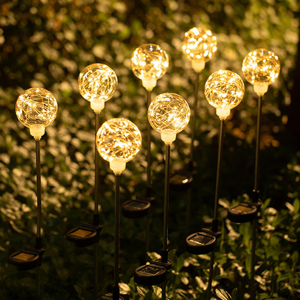 2Pcs Solar Globe Light Water-resistant Outdoor Stake Light