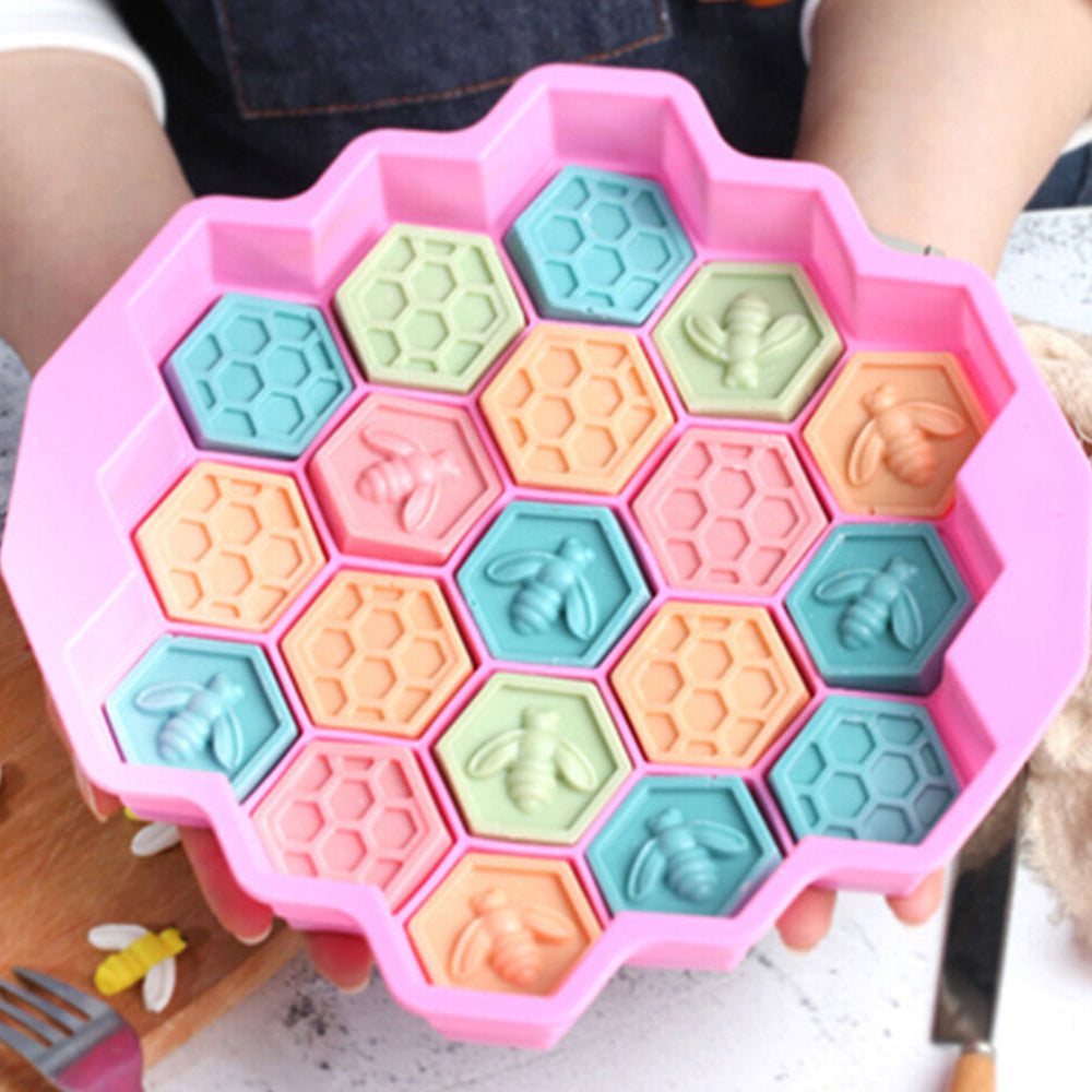 3Pcs 19-Cell Silicone Honeycomb Cake Ice Mould