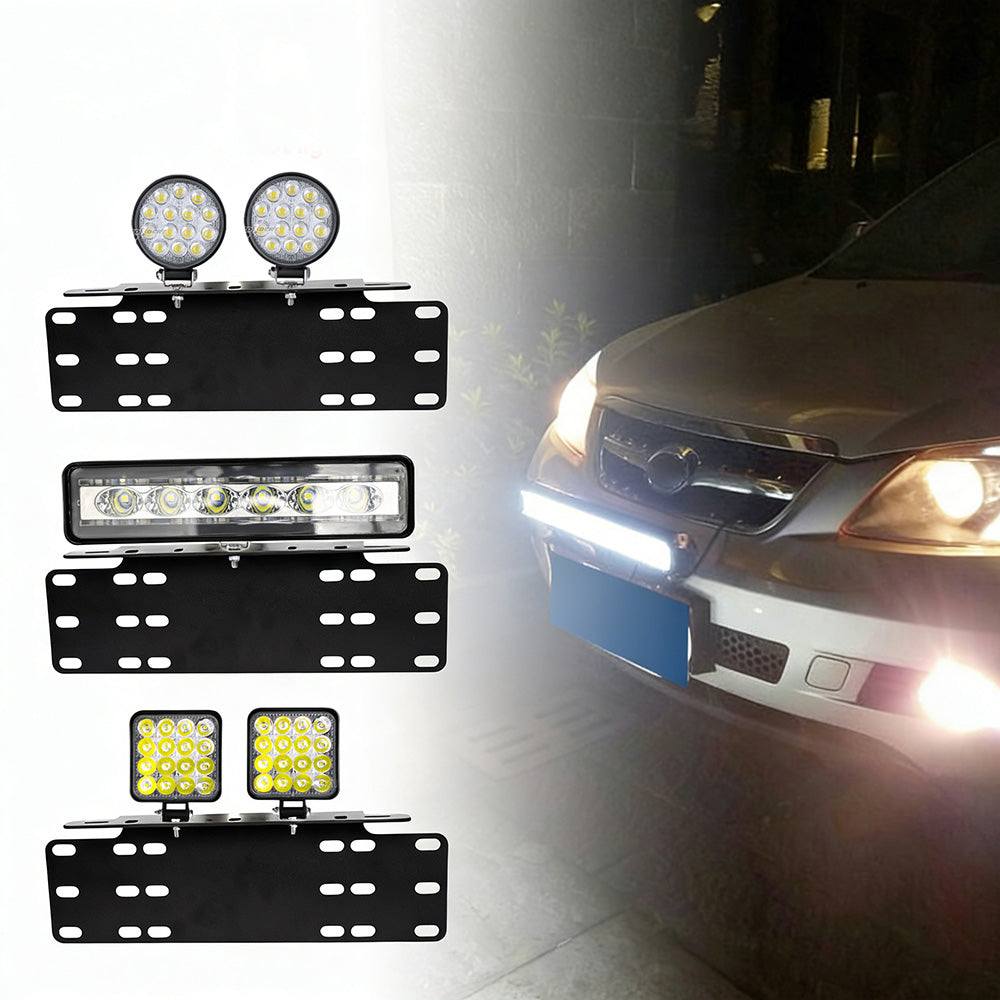Universal Auxiliary Light Bracket License Plate Mount Metal for Jeep SUV Pickup Truck
