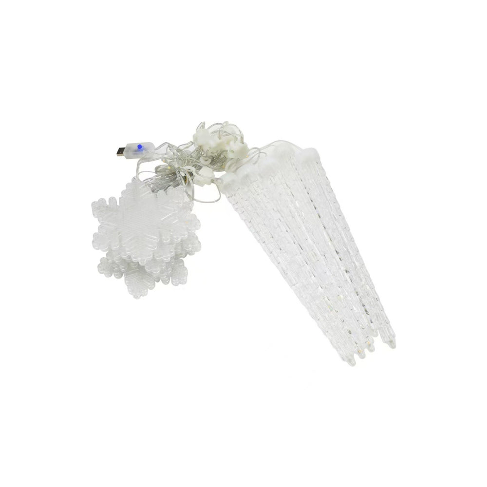 Christmas Curtain String Lights with Snowflake and Icicle Design