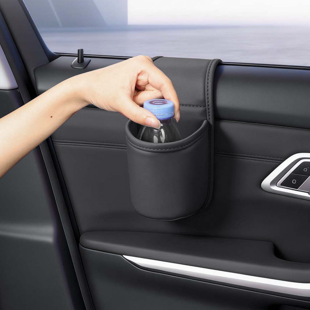 Self Adhesive PU Leather Vehicle Door Cup Holder for Bottle Cup