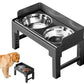 Dog Bowl Stand 5 Height Adjustable Raised Feeder with 2 Stainless Steel Bowls-Black