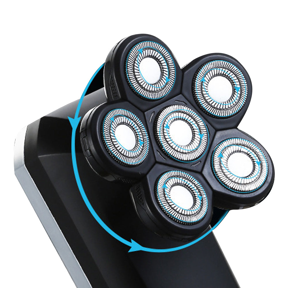 5-in-1 Electric 6D Rotary Shaver Hair Trimmer Cordless Water-resistant Barber