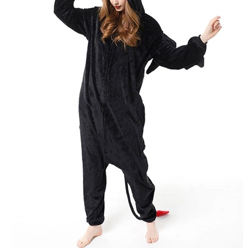 Animal Polyester Zipper Hooded Jumpsuit Onesie Adult Cosplay Unisex Pajamas Costume-Style 3