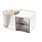 Rotating  Pen Holder with 2 Drawer Multi-Functional