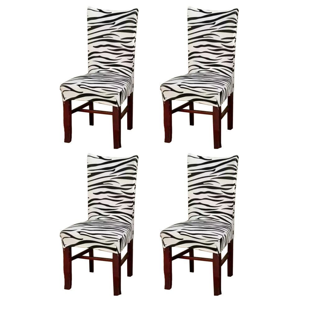 4Pcs Stretch Dining Chair Slipcover-Black and White