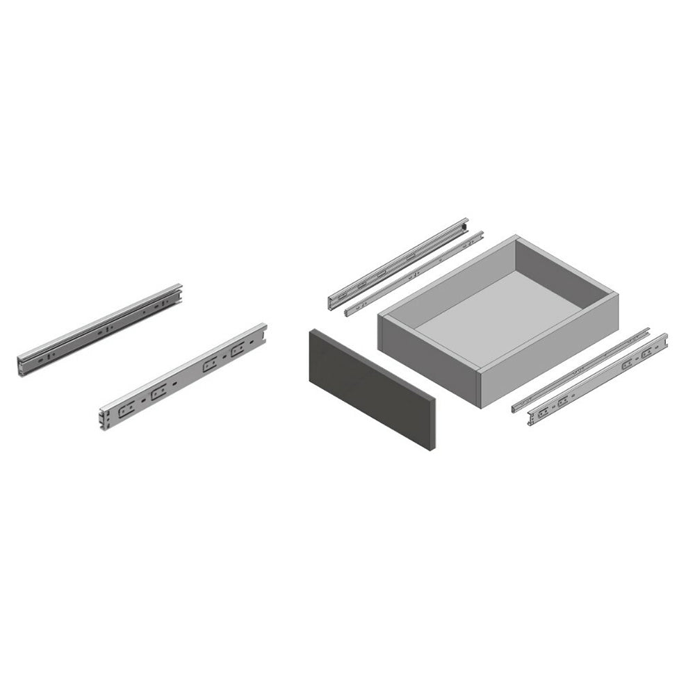 2 Pcs Stainless Steel 3-Section Full-Extension Ball-Bearing Drawer Slides