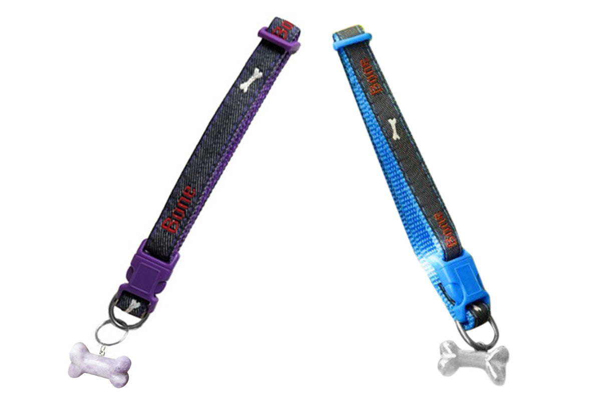 Adjustable Dog Collar with Bone Pendant Nylon Puppy Collar for Small Dogs