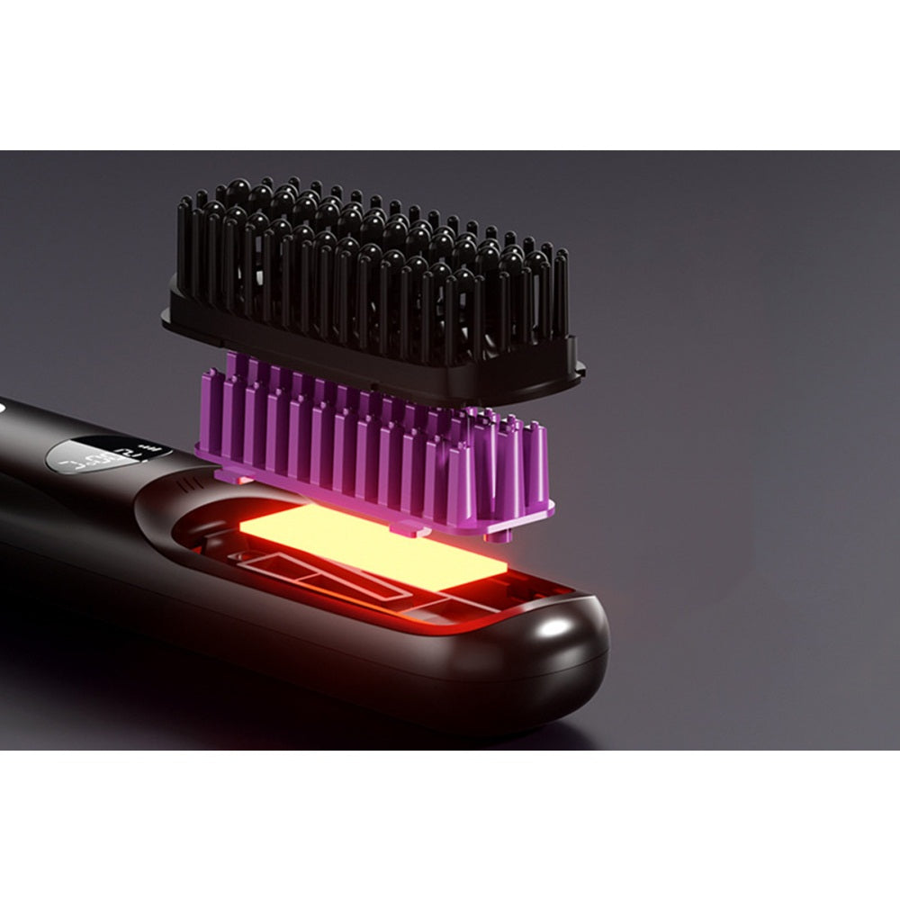 USB Rechargeable Hair Straightening Brush with LED Screen