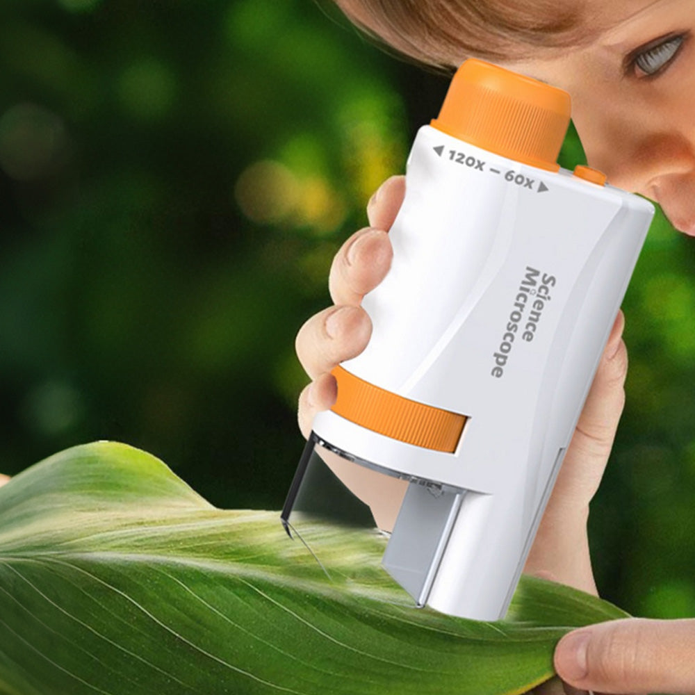 60X - 120X Portable Handheld Microscope Mini STEM Science Toy with LED Light