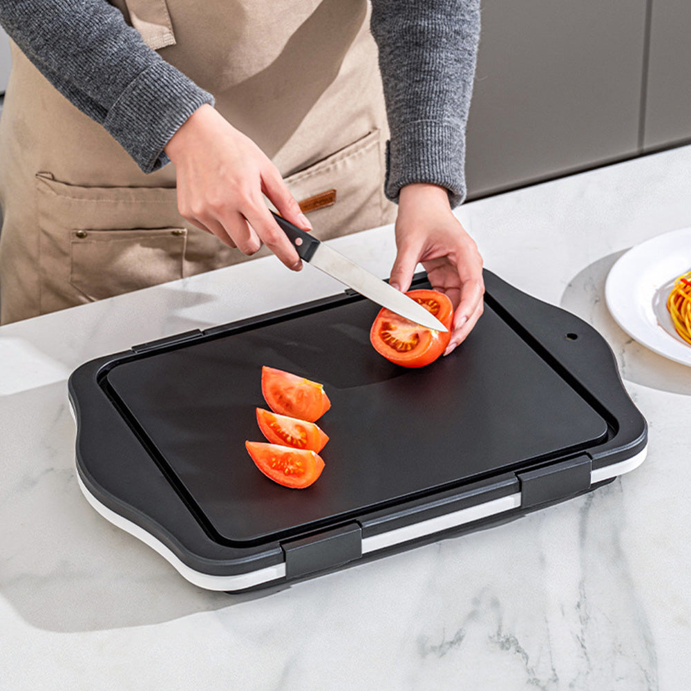 3 in 1 Foldable Cutting Board Colander and Food Prep Container