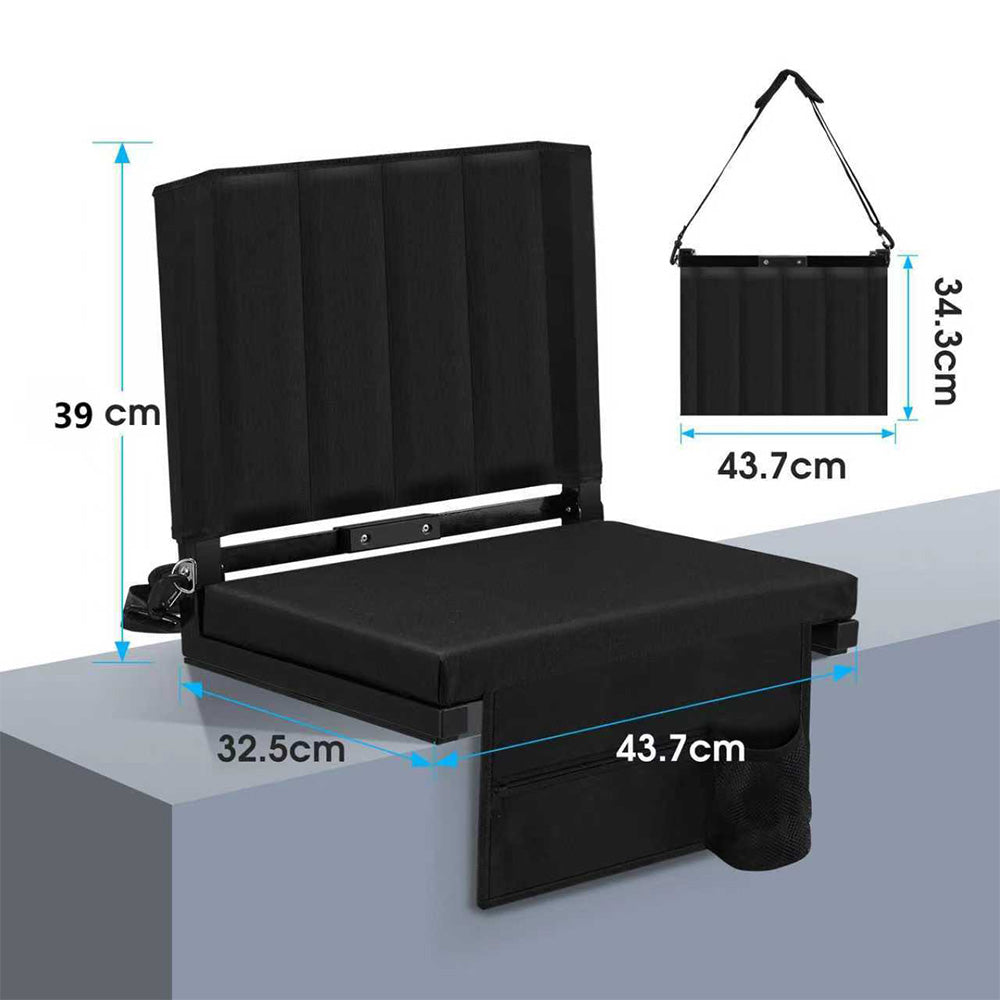Comfortable Stadium Seat with Shoulder Strap Storage Pocket Foldable Stadium Chair for Outdoor
