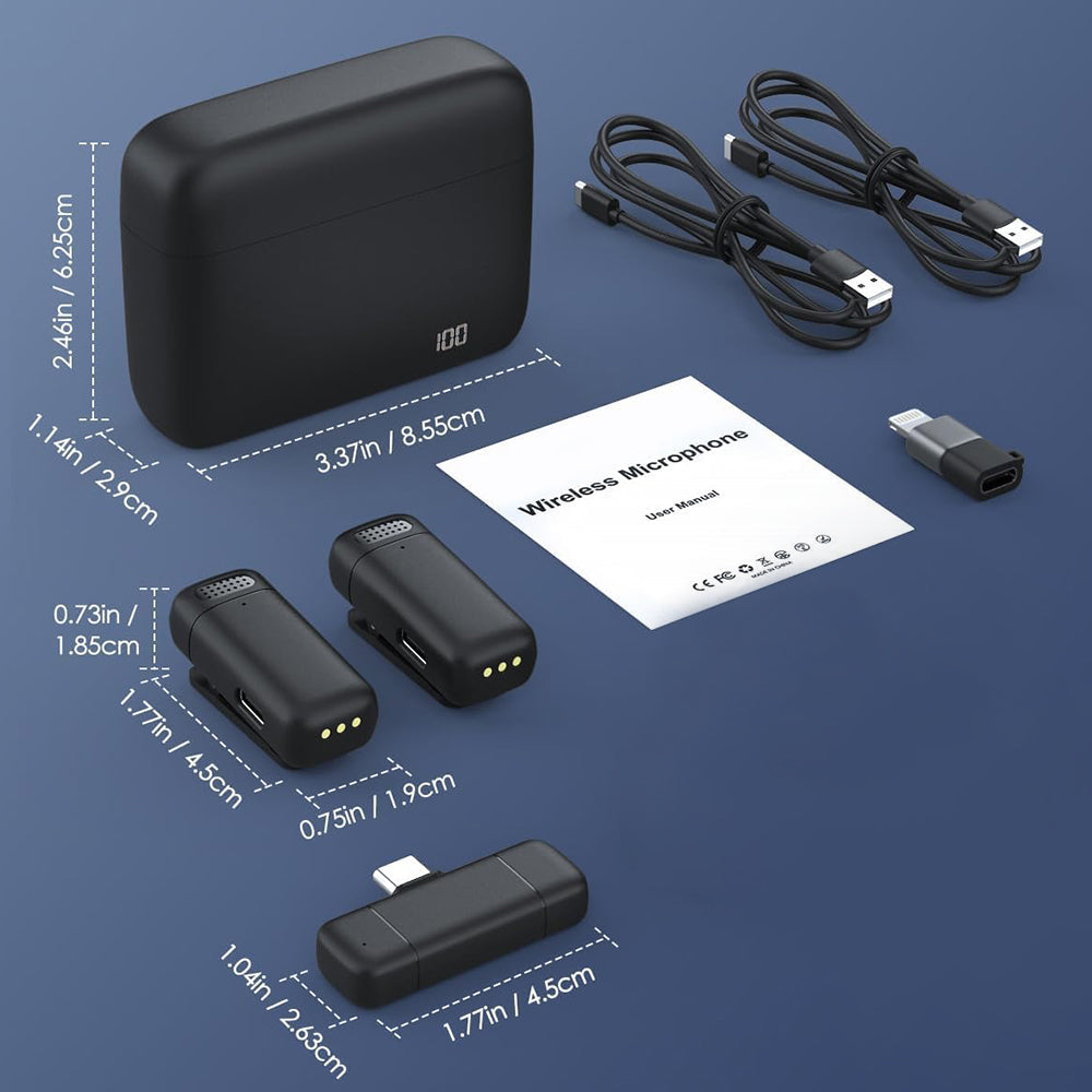 2-In-1 Type-C 2.4G Wireless Lavalier Microphone with Charging Case