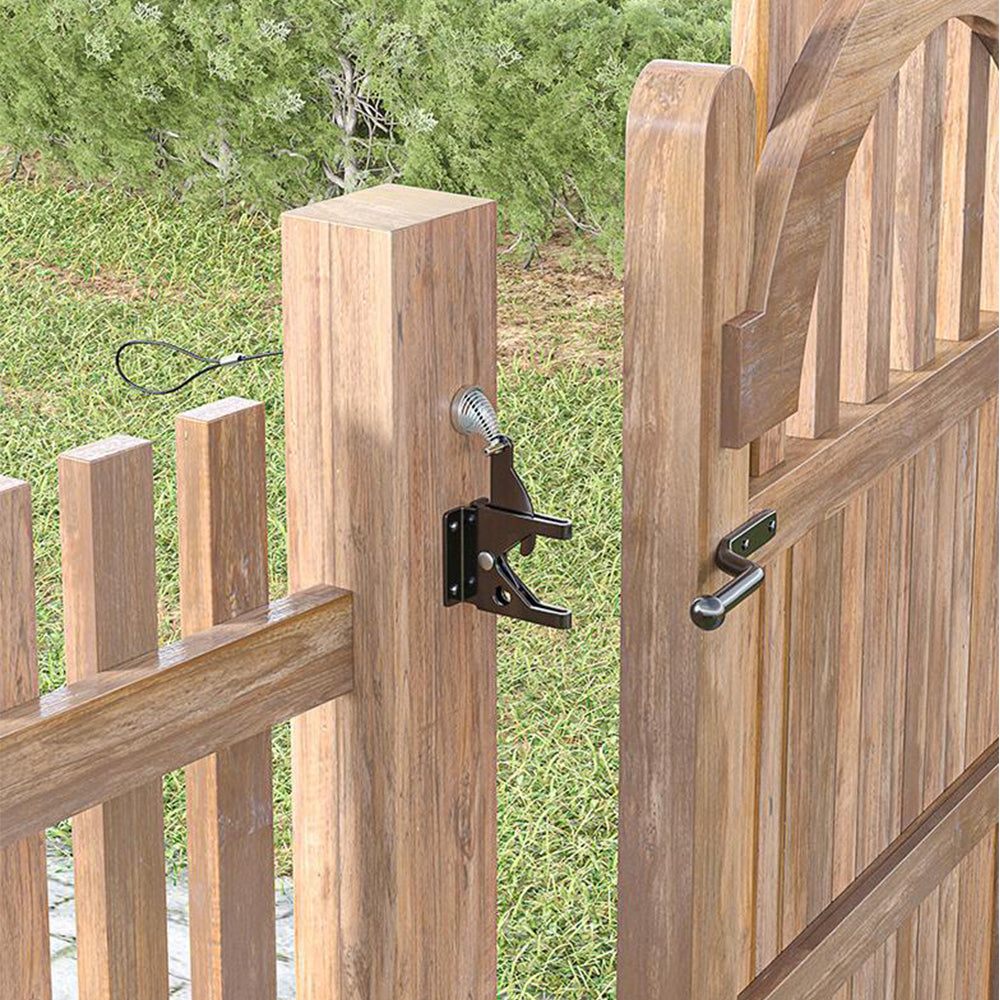 2Pcs Stainless Steel Spring Cable Pull Self-Locking Gate Latch Fit for Wooden Fence Gate