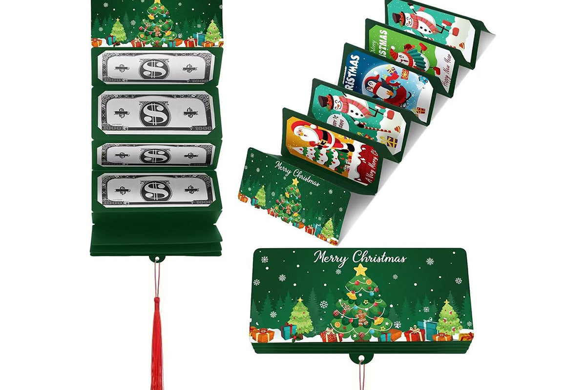 10-Slot Foldable Christmas Red Envelope with Foil Stamping