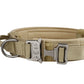 Adjustable Dog Collar with Handle Tactical Nylon Pet Collar for Medium Large Dogs-Khaki