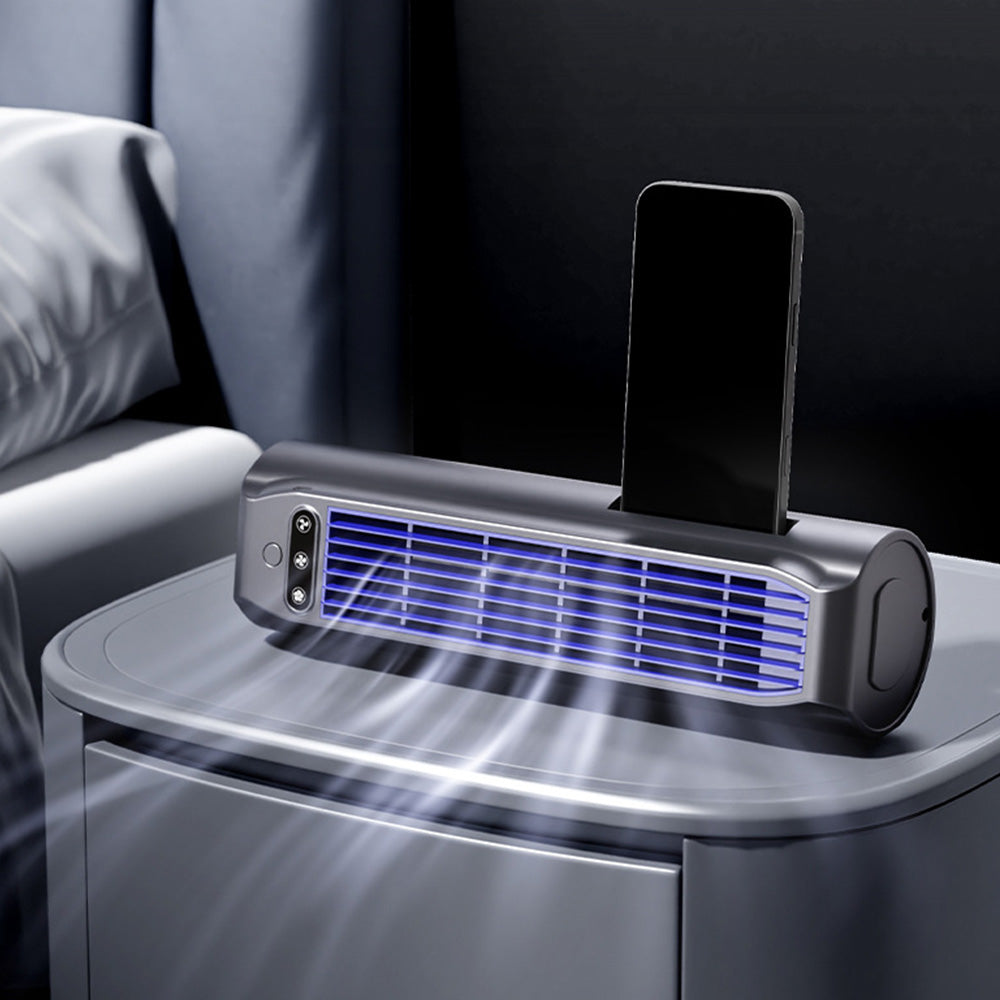 USB Rechargeable Bladeless Tower Fan For Wall Floor And Desk Use