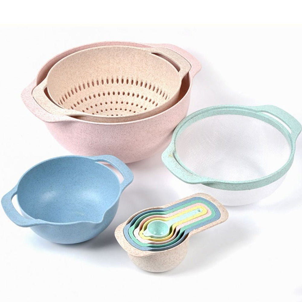 10Pcs Nested Mixing Bowls with Measuring Spoon