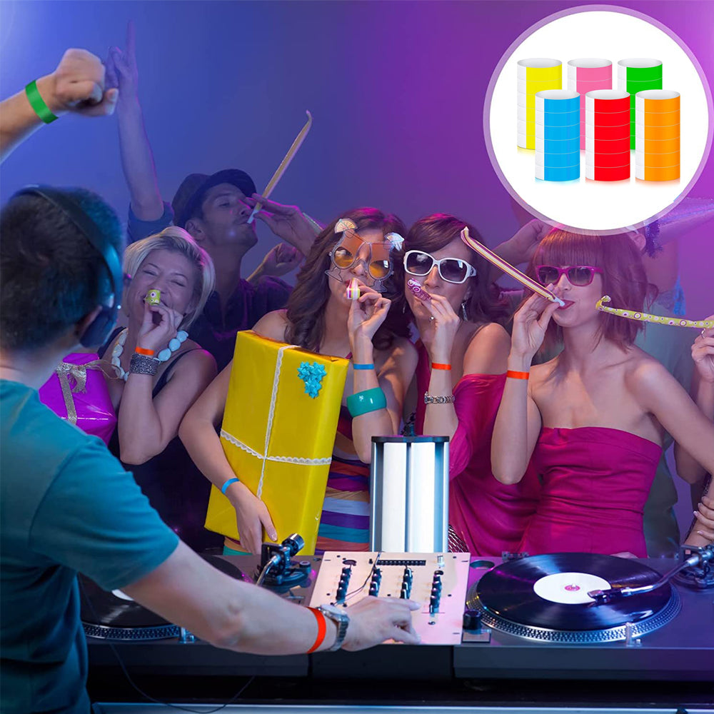 600Pcs Water-Resistant Neon Colored Adhesive Paper Wristbands