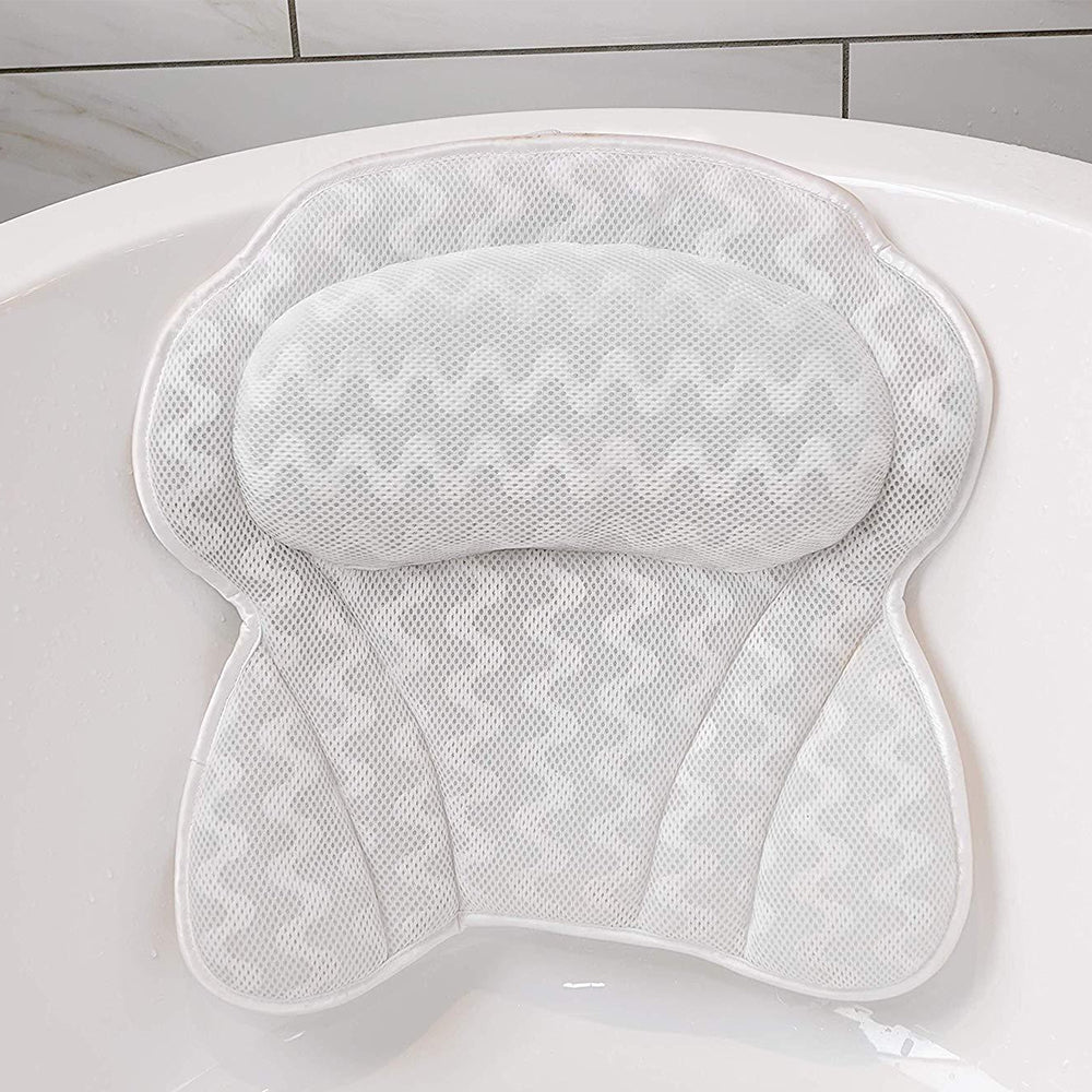 4D Mesh Bath Pillows With Suctions for Neck or Back Support