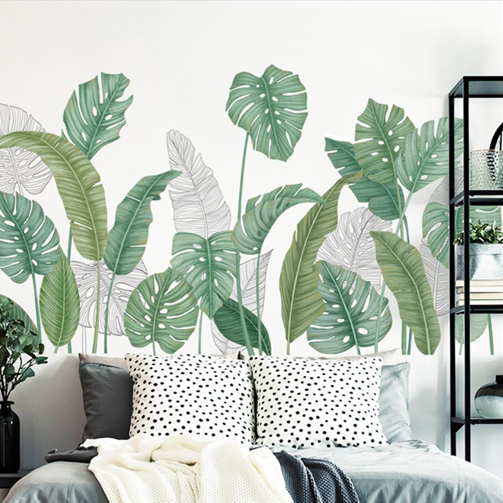 Self-adhesive Removable Green Leaves Plant Wall Sticker Home Decor-Green Plants