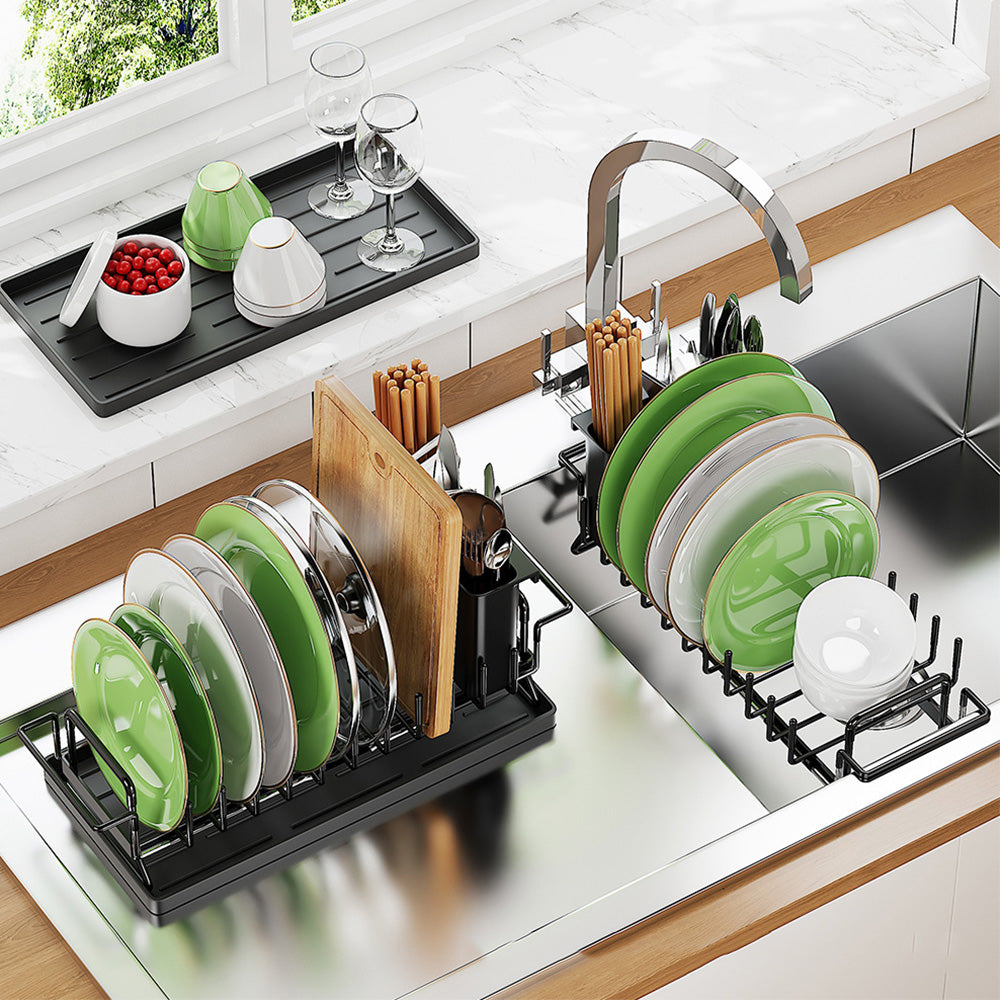 Expandable Sink Dish Drying Rack Black