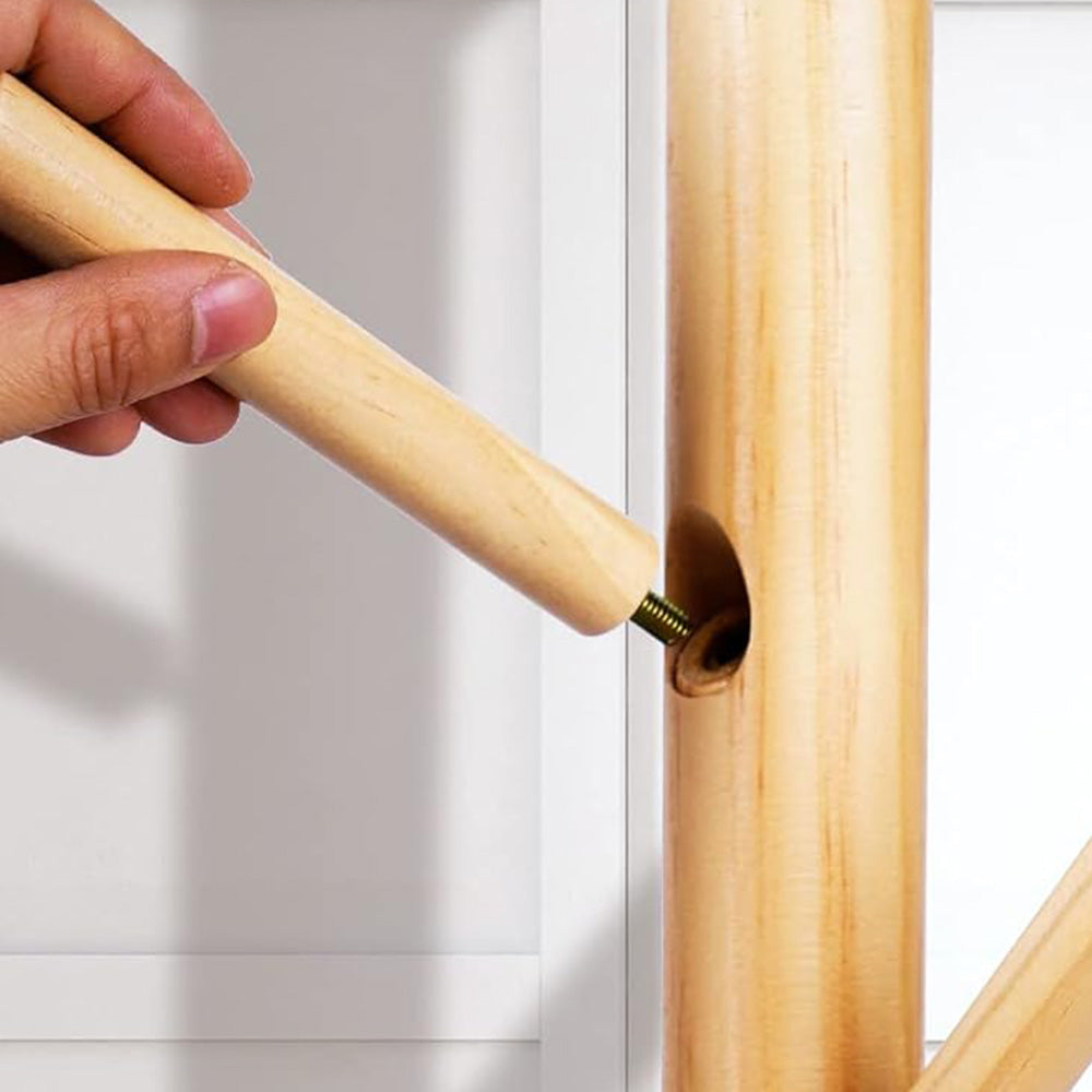 Solid Wood Freestanding Coat Rack with 8 Hooks Tripod Base for Bedroom Entryway
